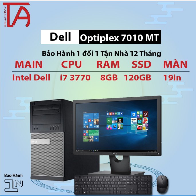 Máy Tính Văn Phòng Dell 3060 MT Chip I3 8100+ Màn Hình 22 inch Full HD