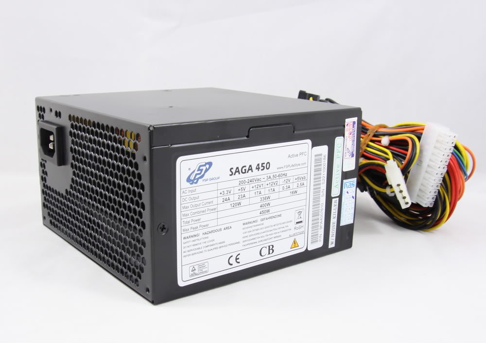 Nguồn Saga 450W công suất thực 8 pin CPU + 8 Pin VGA